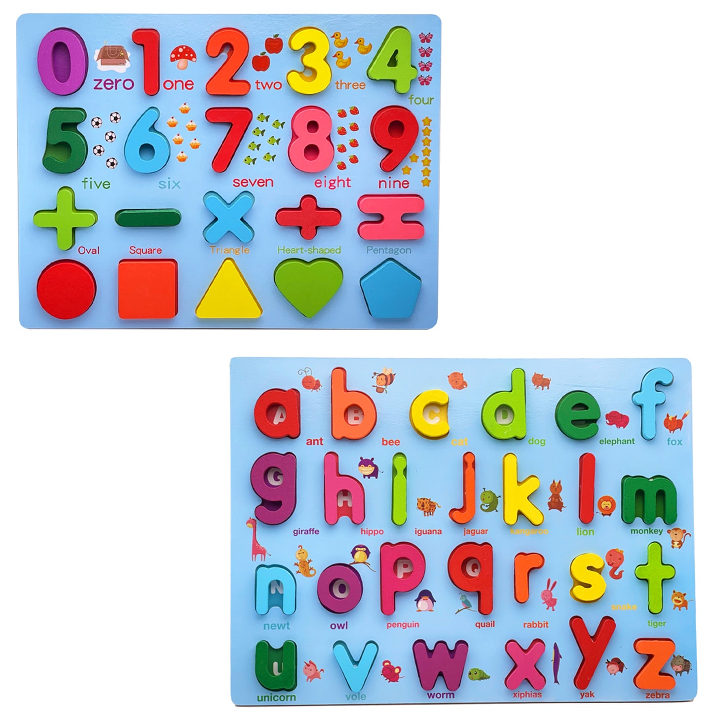 Zunammy Wooden Alphabet Puzzle Board & Number Educational Learning Toy