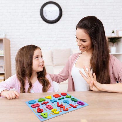 Zunammy Wooden Alphabet Puzzle Board & Number Educational Learning Toy