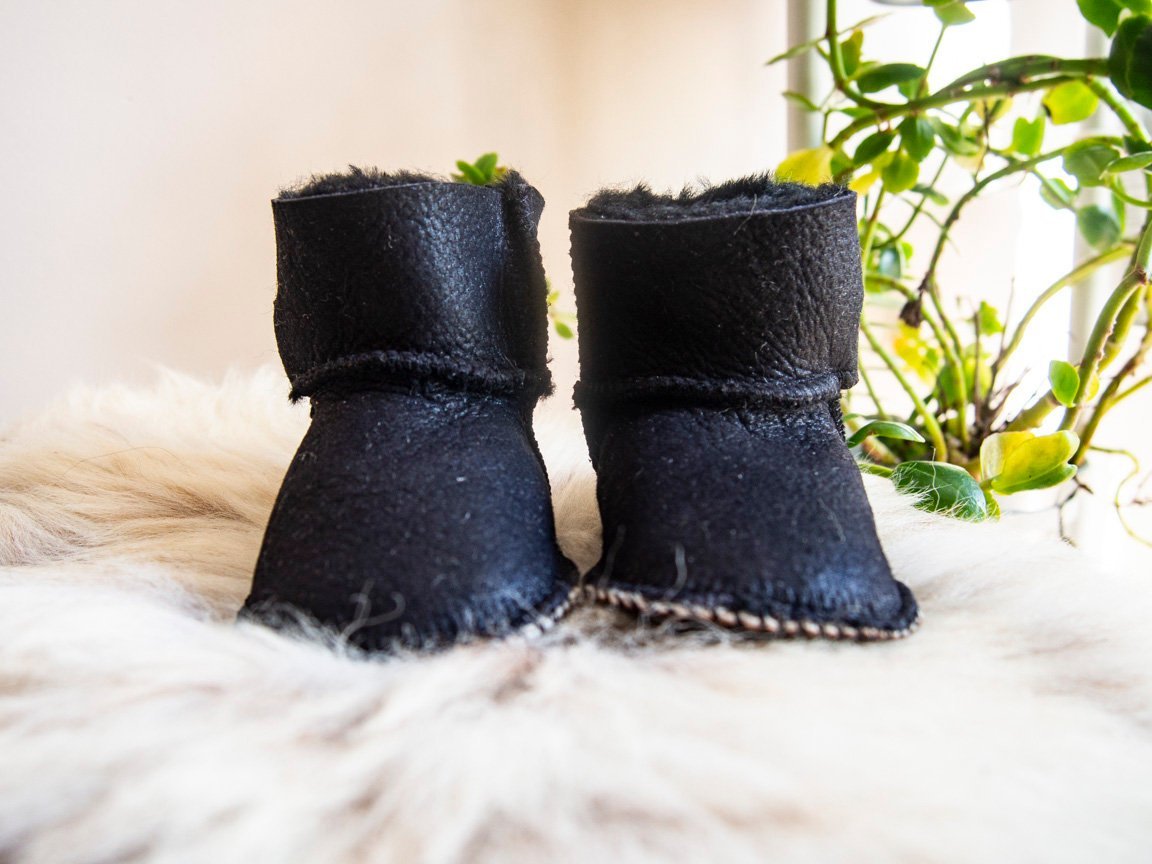 Black Sheepskin Boots Baby