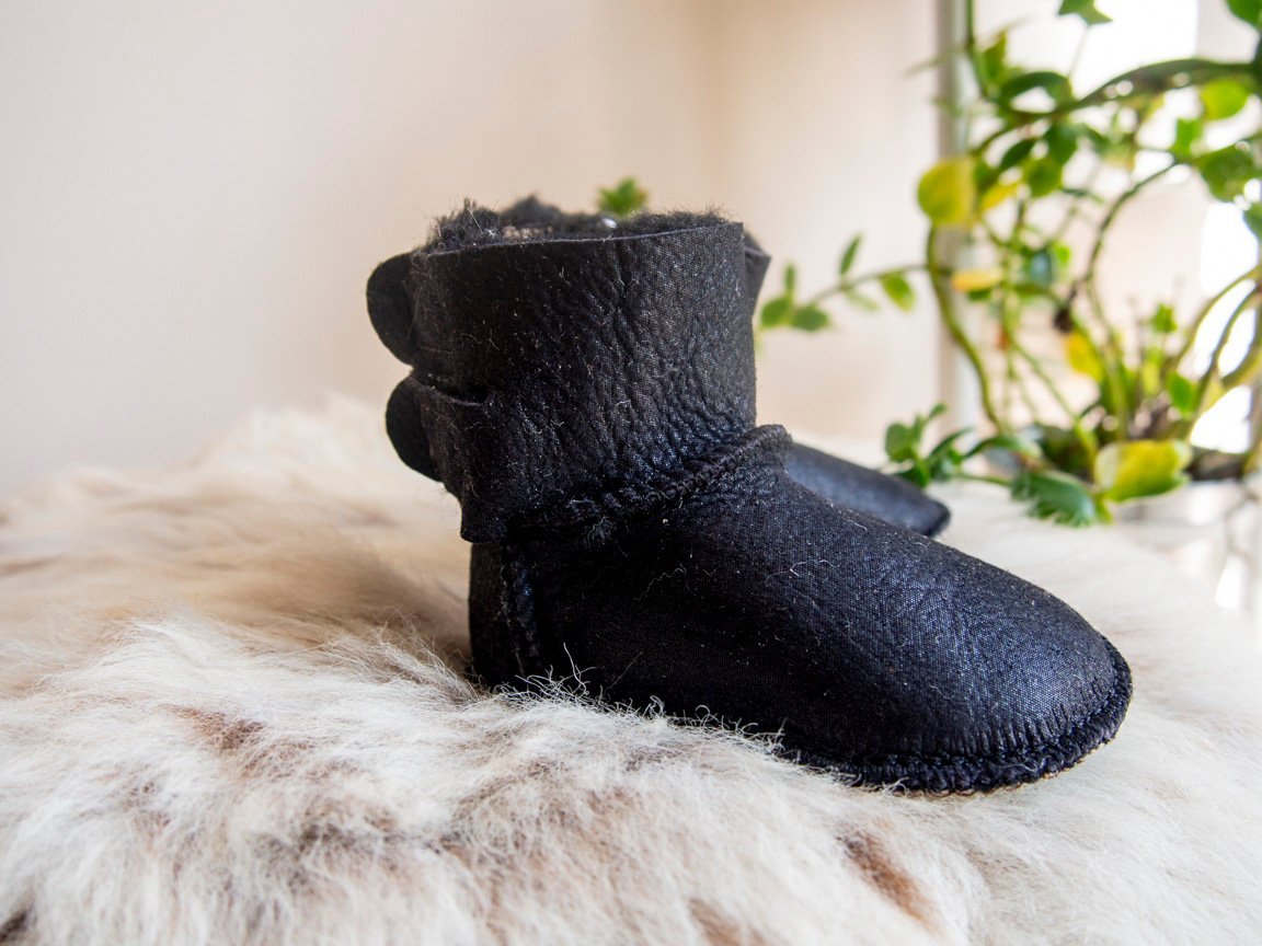 Black Sheepskin Boots Baby