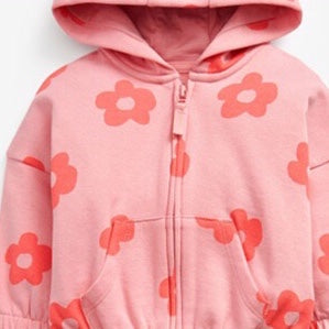 All Over Flower Zipper Hoodie Set